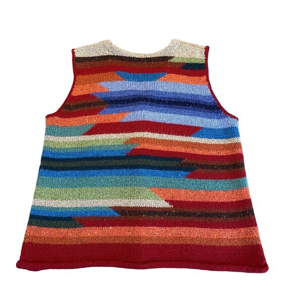 Northern Isles Sweater Vest Womens XL Multi Striped Acrylic V Neck Button Front - Picture 2 of 15